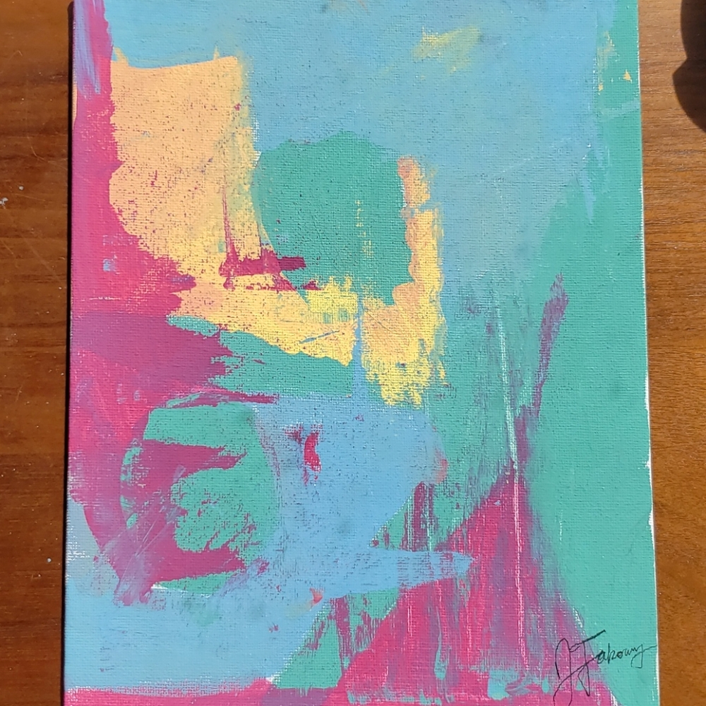 Abstract Acrylic on Canvas Board. Perfect Wall Art! Bright and summery!